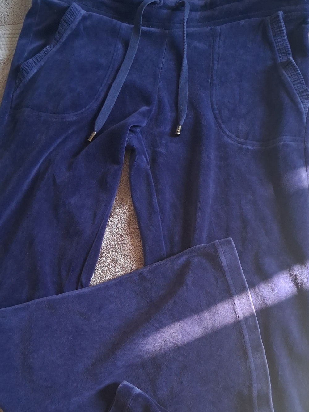 FILA Women's Size 4 Purple Velour Rhinestone Track Pants Drawstring Lounge